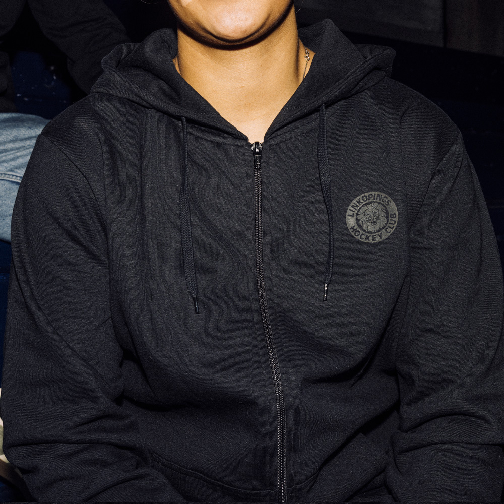 Zip hoodie svart retro